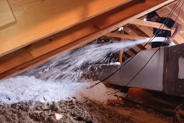 Blown-in attic insulation improving energy efficiency in an Austin home