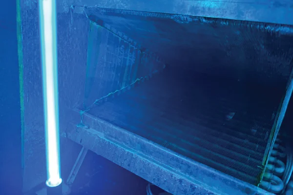 UV-C light installed near the HVAC evaporator coil